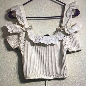 Elegant Cream Ruffled Women's Top